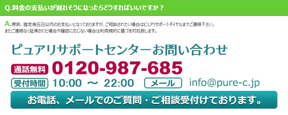 電話占いピュアリ_サポートダイヤル